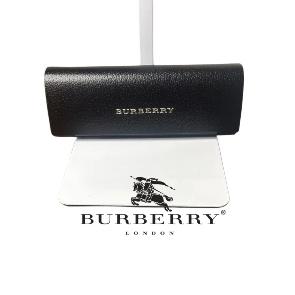 Burberry Black Leather Sunglasses Case Gold Logo Designer Eyeglass Case